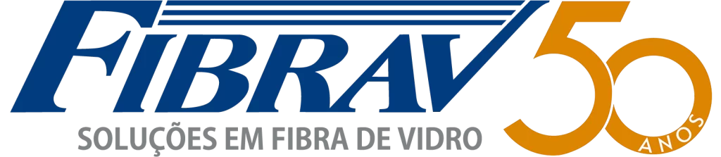 Fibrav fibra de vidro (PRFV) logo azul 50 anos